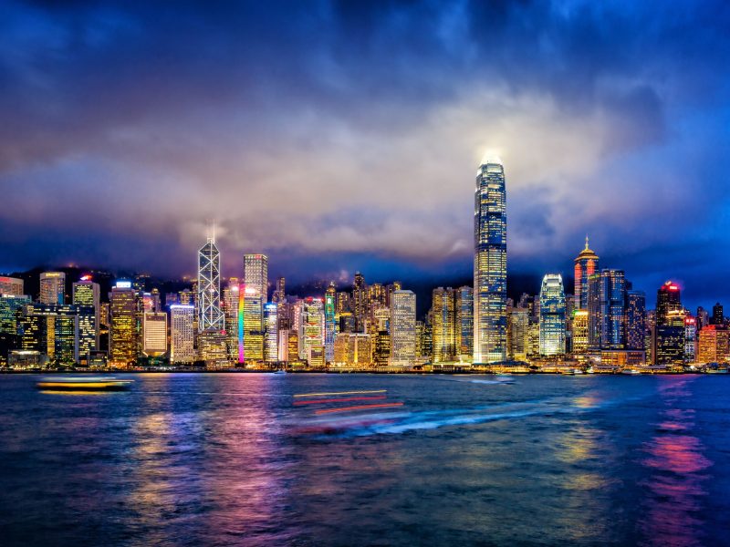 Hong Kong Financial District At Twilight